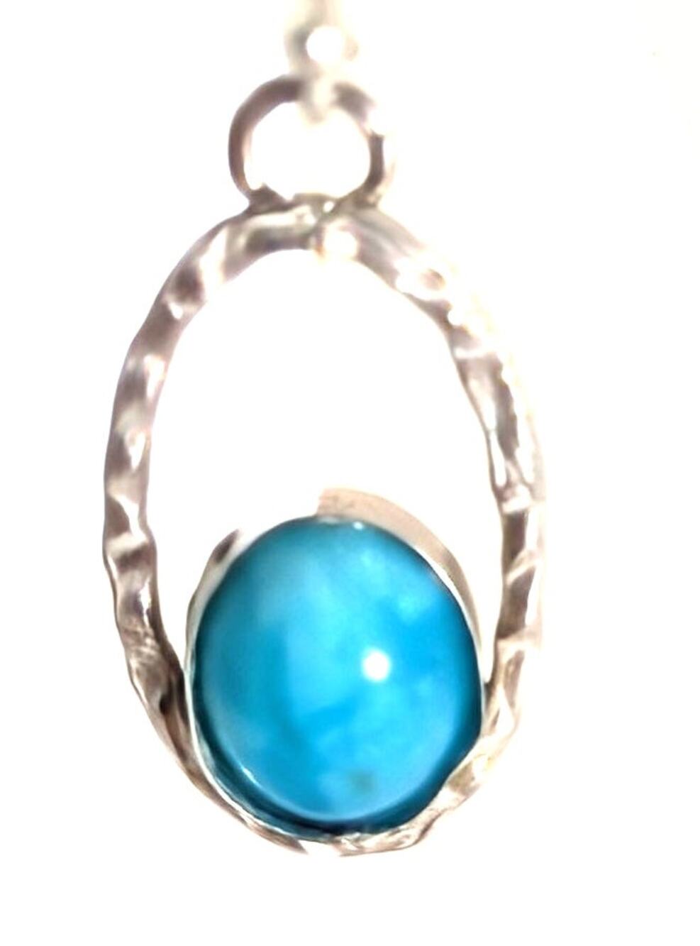 Sterling silver earrings Amazonite bezel set oval blue stone NWT french wireOOAK